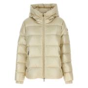 Witte Donsjas met Capuchon Moncler , White , Dames