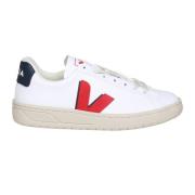 Chroomvrije Leren Sneakers Wit/Rood Veja , White , Heren