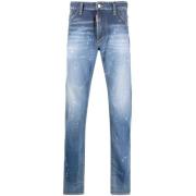 Blauwe Verfspat Jeans Dsquared2 , Blue , Heren