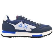 Navy Blauwe Solide Sneakers Sun68 , Blue , Heren