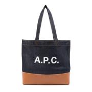 Karamel Tote Tas in Japans Denim en Leer A.p.c. , Brown , Dames