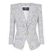 1-knoops jas met 'Love Letter' print Balmain , White , Dames