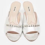 Pre-owned Leather sandals Miu Miu Pre-owned , Gray , Dames