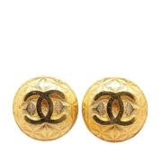 Pre-owned Metal earrings Chanel Vintage , Yellow , Dames