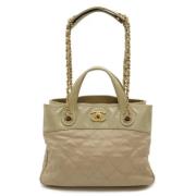 Pre-owned Leather chanel-bags Chanel Vintage , Beige , Dames