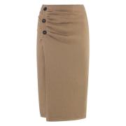 Cashmere Rok met Decoratieve Plooien Malo , Beige , Dames