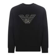 Navy Blue Double Jersey Eagle Logo Sweatshirt Emporio Armani , Black ,...