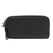 Pre-owned Leather wallets Chanel Vintage , Black , Dames