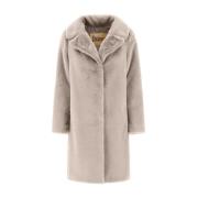 Zachte Nep Bontjas Elegante Stijl Herno , Beige , Dames