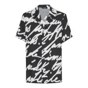 Twill pyjamashirt met 'Love Letter' print Balmain , Black , Heren