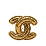 Pre-owned Metal brooches Chanel Vintage , Yellow , Dames