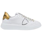 Lage Temple Sneakers in Wit en Goud Philippe Model , White , Dames