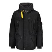 Parka met Capuchon en Contraststiksels Parajumpers , Black , Heren