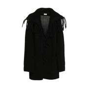 Zwarte Chunky Gebreide Fringe Sweater Dries Van Noten , Black , Heren