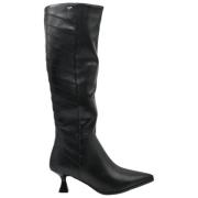 Zwarte Kalfsleren Laarzen Braccialini , Black , Dames