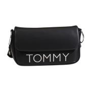 Langwerpige Flap Crossbody Tas Tommy Hilfiger , Black , Dames