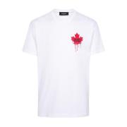 Witte Maple Leaf Logo T-shirt Dsquared2 , White , Heren