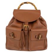 Pre-owned Leather backpacks Gucci Vintage , Brown , Dames