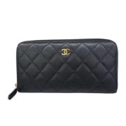 Pre-owned Leather wallets Chanel Vintage , Black , Dames