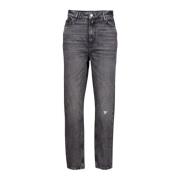 Zwarte Dames Straight Fit Jeans Hugo Boss , Black , Dames