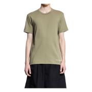 Khaki Crewneck T-shirt met Frontlogo Comme des Garçons , Green , Heren