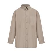 Beige Logo Zwarte Achterkant Shirt Balenciaga , Beige , Heren