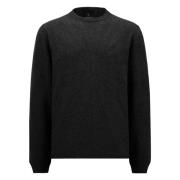 Zwarte Crew Neck Wol Kasjmier Trui Moncler , Black , Heren