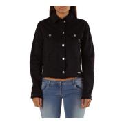 Zwarte Korte Denim Jas voor Vrouwen MET , Black , Dames