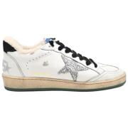 Leren Ball Star Sneakers Wit/Zilver/Zwart Golden Goose , White , Dames