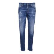 Blauwe Skinny Jeans Versleten Effect Dsquared2 , Blue , Heren