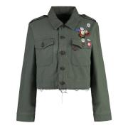 Katoenen Denim Jack met Achtersplitten Mother , Green , Dames