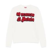 Witte Gebreide Crew Neck Sweater MC2 Saint Barth , Beige , Dames