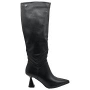 Zwarte Kalfsleren Laarzen Braccialini , Black , Dames