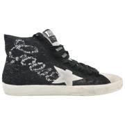 Zwart Wit Suède Glitter Sneakers Golden Goose , Black , Dames