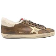 Bruine Gouden Ster Shearling Sneakers Golden Goose , Beige , Heren