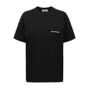 Zwarte Katoenen T-shirt - Rechte pasvorm Balenciaga , Black , Heren