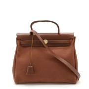 Pre-owned Canvas handbags Hermès Vintage , Brown , Dames