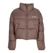 Crop Puffer Jacket met Sport Patch Karl Kani , Pink , Dames