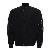 Zwarte Blouson Jas met Logo Lettering Emporio Armani , Black , Heren