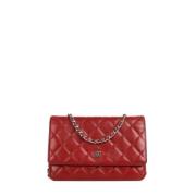 Pre-owned Leather chanel-bags Chanel Vintage , Red , Dames