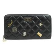 Pre-owned Leather wallets Chanel Vintage , Black , Dames