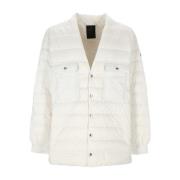 Witte Donsjas V-Hals Jas Moncler , White , Dames