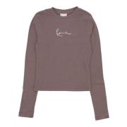 Signature Long Sleeve Crewneck T-shirt Karl Kani , Gray , Dames