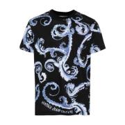 Barocco Print Crew Neck T-shirt Versace Jeans Couture , Black , Heren