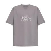 Grafische Print Crew Neck T-shirt ROA , Gray , Heren