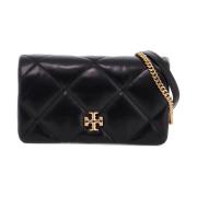 Gewatteerde Mini Schoudertas met Dubbele T Detail Tory Burch , Black ,...