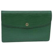 Pre-owned Leather clutches Louis Vuitton Vintage , Green , Dames