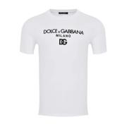 Wit Katoenen T-shirt - Slim Fit Dolce & Gabbana , White , Heren