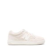 Witte Sneakers Panel Ontwerp Vetersluiting New Balance , White , Dames