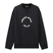 Blauwe Navy Crewneck Sweatshirt met Geborduurd Cirkel Logo Emporio Arm...